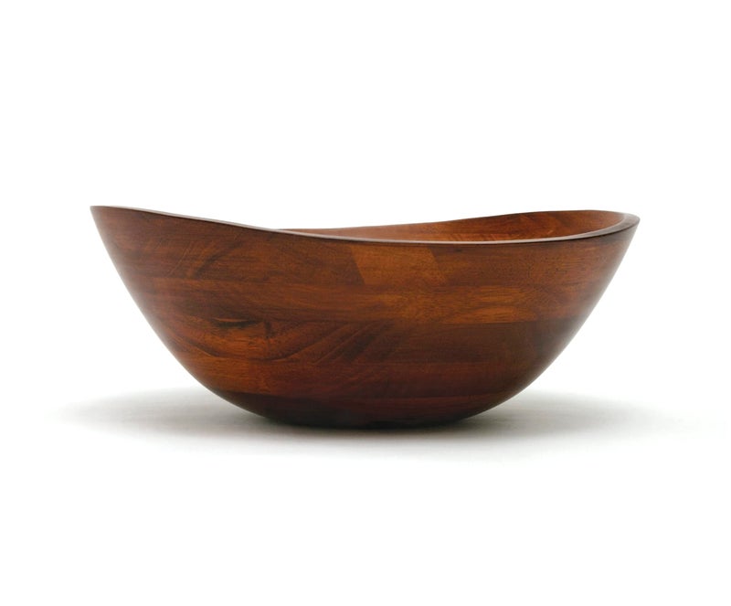 Lipper International 294 Cherry Finished Wavy Rim Serving Bowl for Fruits or Salads, Matte, Large, 13" x 12.5" x 5", Single Bowl - Image 4